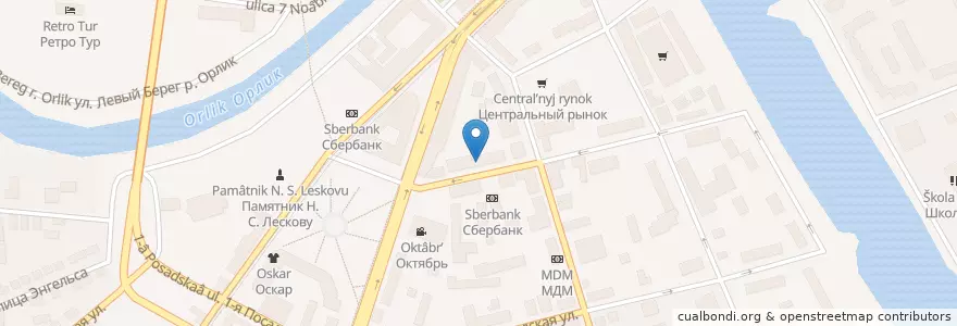 Mapa de ubicacion de Орловский техникум сферы услуг en Russland, Föderationskreis Zentralrussland, Oblast Orjol, Орловский Район, Orjol.