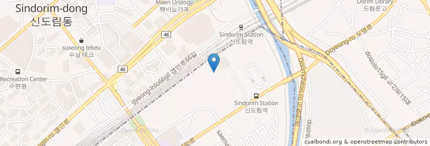 Mapa de ubicacion de CineQ 新道林 en 大韓民国, ソウル, 구로5동.