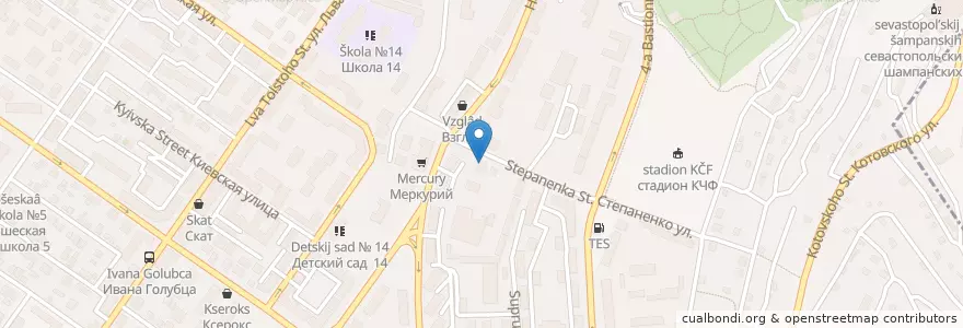 Mapa de ubicacion de Хуторок en Rússia, Distrito Federal Do Sul, Sebastopol, Севастополь, Ленинский Район, Ленинский Округ.