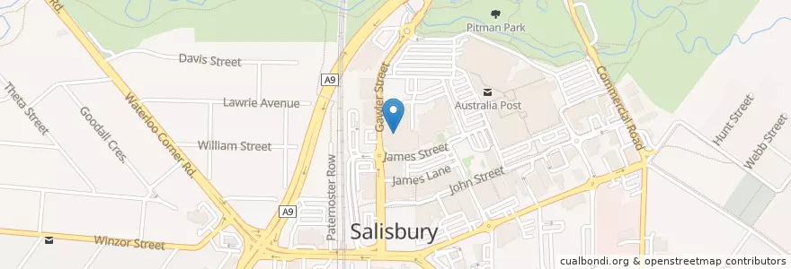 Mapa de ubicacion de Hoyts Salisbury en Australie, Australie Méridionale, Adelaide, City Of Salisbury.