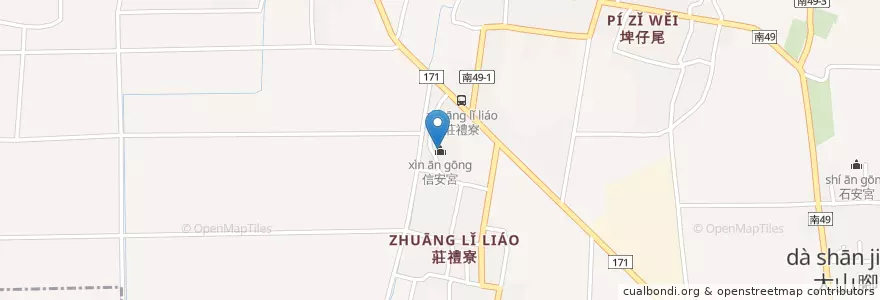 Mapa de ubicacion de 信安宮 en تایوان, 臺南市, 麻豆區.