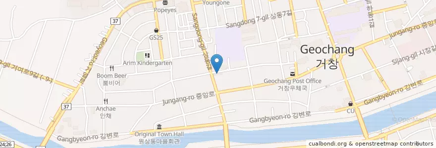 Mapa de ubicacion de 청여원 en 대한민국, 경상남도, 거창군.