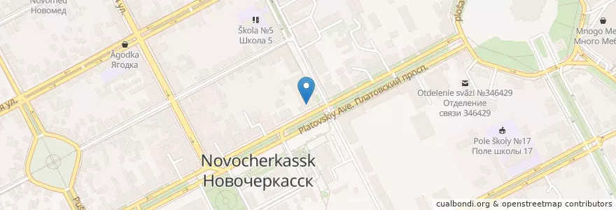 Mapa de ubicacion de Дом Культуры en Rusland, Zuidelijk Federaal District, Oblast Rostov, Городской Округ Новочеркасск.