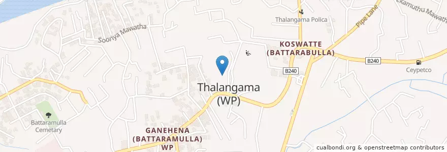 Mapa de ubicacion de Thalangama Depot en Sri Lanka, බස්නාහිර පළාත, කොළඹ දිස්ත්‍රික්කය.