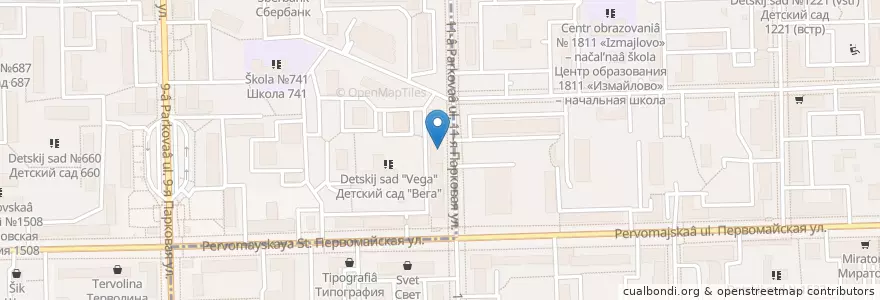Mapa de ubicacion de Библиотека 77 en Rusland, Centraal Federaal District, Moskou, Восточный Административный Округ, Район Восточное Измайлово.