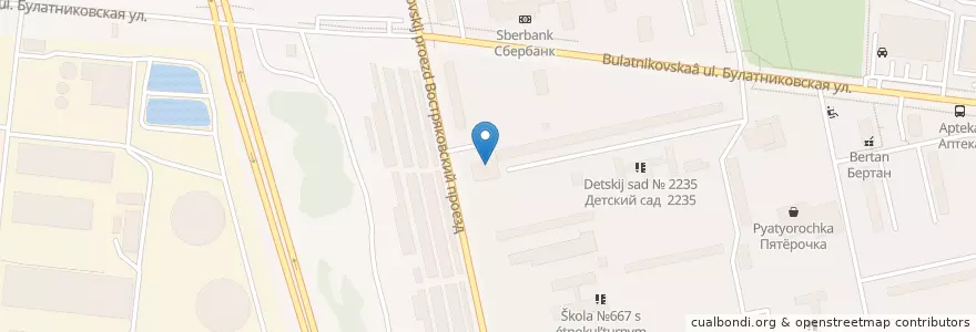 Mapa de ubicacion de Отделение связи №117403 en Russia, Distretto Federale Centrale, Москва, Южный Административный Округ, Birjulëvo Zapadnoe.