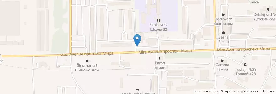 Mapa de ubicacion de Шашлык Шаурма en ロシア, シベリア連邦管区, オムスク州, オムスク地区, オムスク管区.