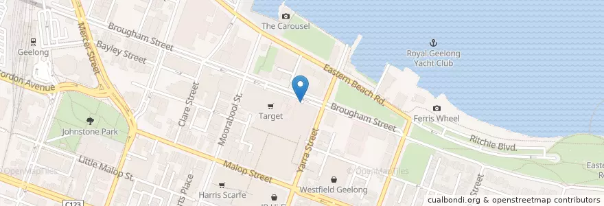 Mapa de ubicacion de Westfield Geelong en Avustralya, Victoria, City Of Greater Geelong.