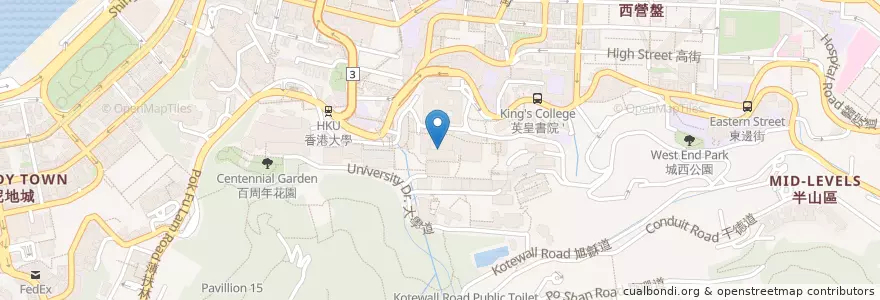 Mapa de ubicacion de 香港大學圖書館 HKU Main Library en China, Guangdong, Hong Kong, Pulau Hong Kong, Wilayah Baru, 中西區 Central And Western District.