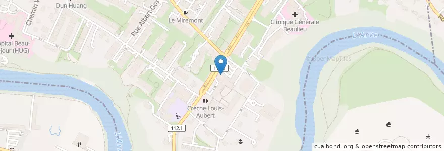 Mapa de ubicacion de Cité Bleue en Schweiz/Suisse/Svizzera/Svizra, Genève, Genève, Genève.