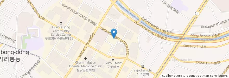 Mapa de ubicacion de KB국민은행 구로벤처센터지점 en Korea Selatan, 서울.