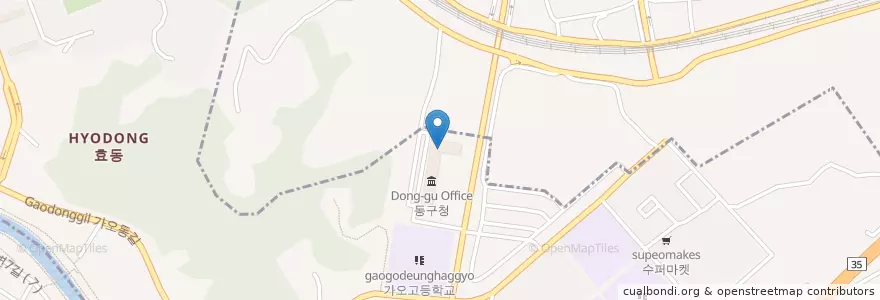 Mapa de ubicacion de 가오도서관 en Korea Selatan, Daejeon, 동구, 판암동, 효동.