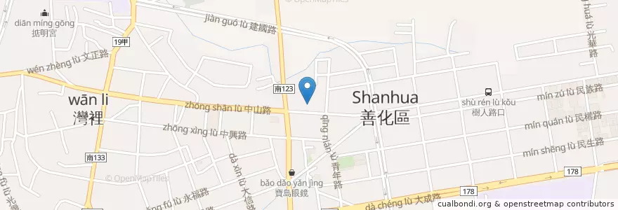 Mapa de ubicacion de 善化長老教會 en تايوان, تاينان, 善化區.