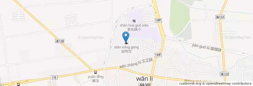 Mapa de ubicacion de 掂明宮 en تايوان, تاينان, 善化區.