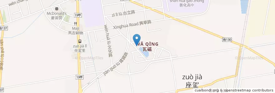 Mapa de ubicacion de 瓦磘興安宮 en Taiwán, 臺南市, 善化區.