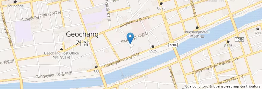 Mapa de ubicacion de 거창공설시장 주차장 en Corea Del Sud, Sud Gyeongsang, 거창군.