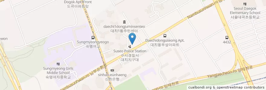 Mapa de ubicacion de 국민은행 en کره جنوبی, سئول, 강남구, 대치동, 대치1동.