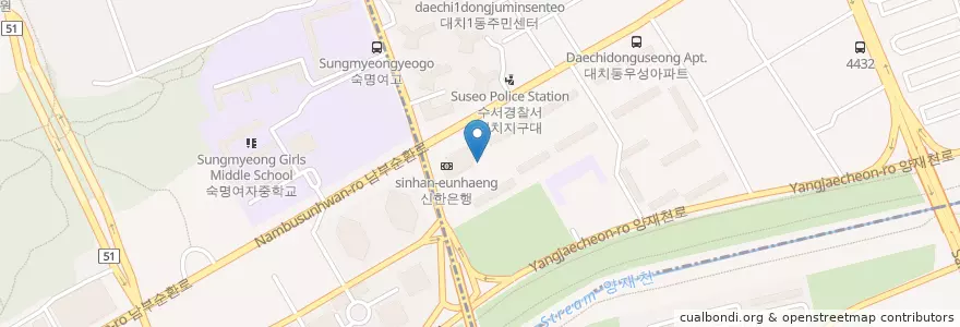Mapa de ubicacion de 그랑프리백화점 주차장 (Geurangpeuri Dept. Store Parking Space) en South Korea, Seoul, Gangnam-Gu, Daechi-Dong, Daechi 1(Il)-Dong.