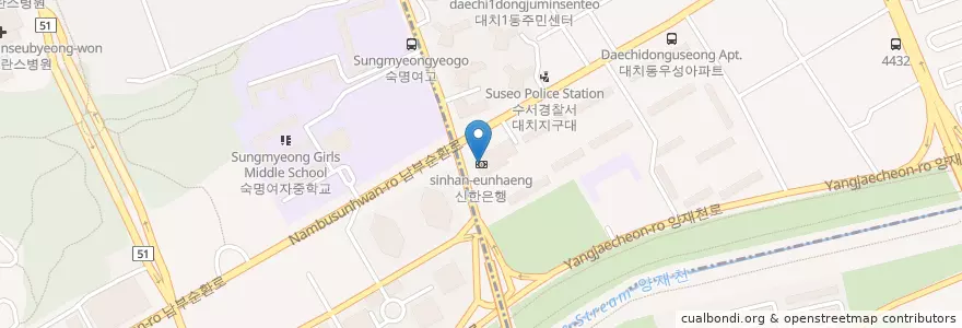 Mapa de ubicacion de 신한은행 en Coreia Do Sul, Seul, 강남구, 대치동, 대치1동.