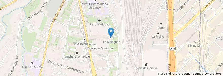 Mapa de ubicacion de Le Marignac en 스위스, Genève, Genève, Lancy.