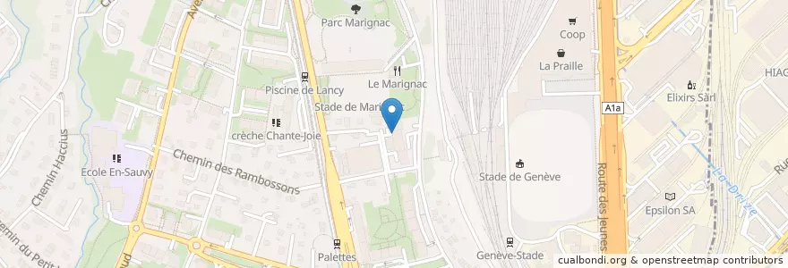 Mapa de ubicacion de Centre Sportif Marignac en Schweiz/Suisse/Svizzera/Svizra, Genève, Genève, Lancy.