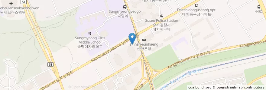 Mapa de ubicacion de 스타벅스 en كوريا الجنوبية, سول, 강남구, 도곡동.