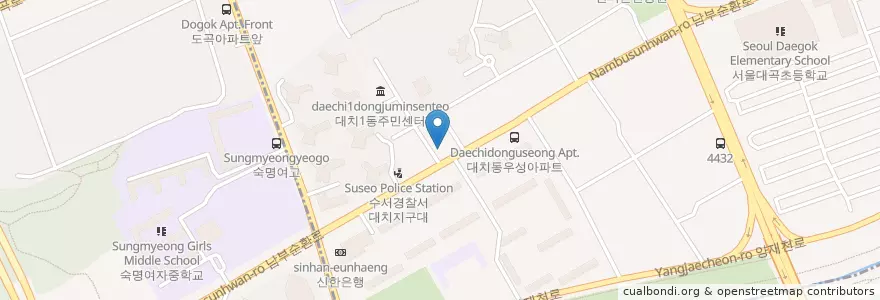 Mapa de ubicacion de 커피빈 en South Korea, Seoul, Gangnam-Gu, Daechi-Dong, Daechi 1(Il)-Dong.