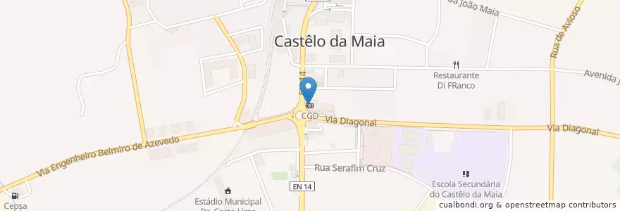 Mapa de ubicacion de Caixa Geral de Depósitos en Portugal, Norte, Área Metropolitana Do Porto, Porto, Maia, Castêlo Da Maia.
