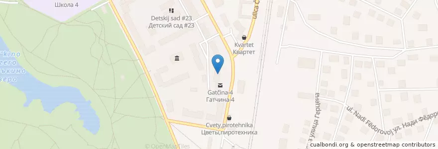 Mapa de ubicacion de Аптека № 51 en Russland, Föderationskreis Nordwest, Oblast Leningrad, Rajon Gattschina, Гатчинское Городское Поселение.