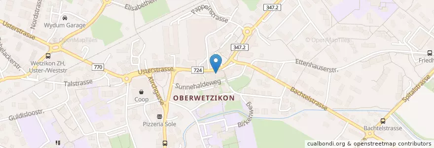 Mapa de ubicacion de FIZ-Familie im Zentrum en Zwitserland, Zürich, Bezirk Hinwil, Wetzikon (Zh).