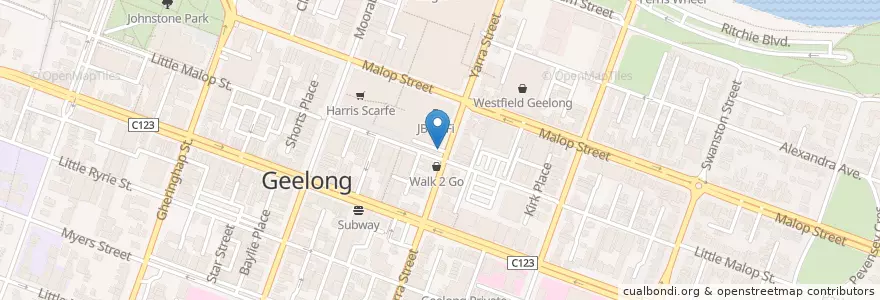 Mapa de ubicacion de Market Square en 澳大利亚, 维多利亚州, City Of Greater Geelong.