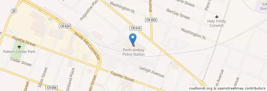Mapa de ubicacion de Perth Amboy Police Station en アメリカ合衆国, ニュージャージー州, Middlesex County, Perth Amboy.
