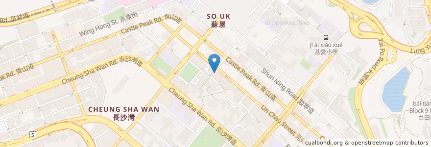 Mapa de ubicacion de 大家樂 Café de Coral en Chine, Guangdong, Hong Kong, Kowloon, Nouveaux Territoires, 深水埗區 Sham Shui Po District.