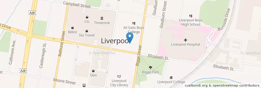 Mapa de ubicacion de All Saints Girls College en Australia, New South Wales, Liverpool City Council, Sydney.