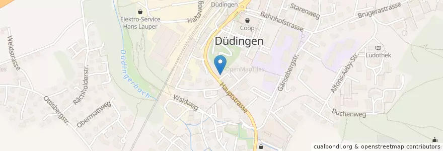 Mapa de ubicacion de Zentrum-Garage Düdingen AG en スイス, Fribourg/Freiburg, Sensebezirk, Düdingen.