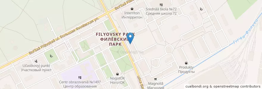 Mapa de ubicacion de Сбербанк en ロシア, 中央連邦管区, モスクワ, Западный Административный Округ, Район Филёвский Парк.