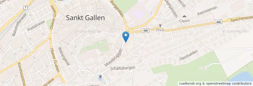 Mapa de ubicacion de Parkhaus 43 Spisertor en Швейцария, Санкт-Галлен, Wahlkreis St. Gallen, St. Gallen.