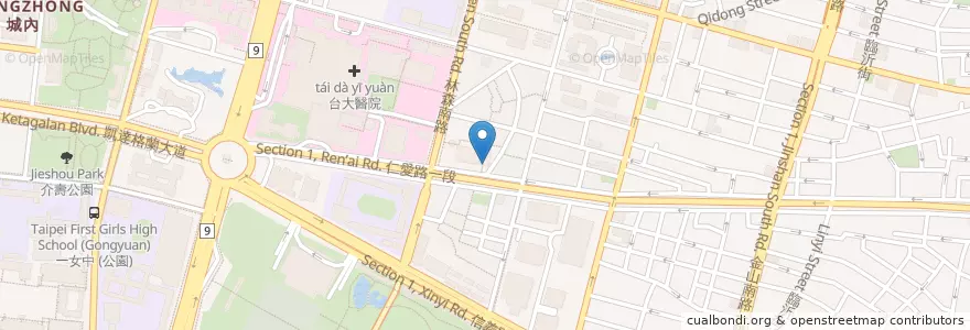 Mapa de ubicacion de 仁愛路派出所 en 台湾, 新北市, 台北市, 中正区.