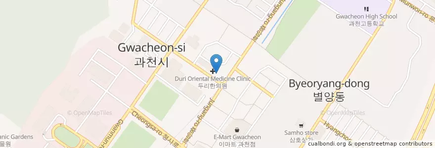 Mapa de ubicacion de 스타벅스 과천점 en 대한민국, 경기도, 과천시.