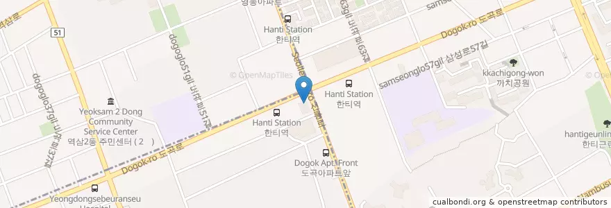 Mapa de ubicacion de 신한은행 en South Korea, Seoul, Gangnam-Gu, Dogok-Dong.