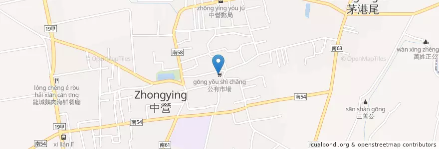 Mapa de ubicacion de 公有市場 en Taiwan, Tainan, Xiaying District.
