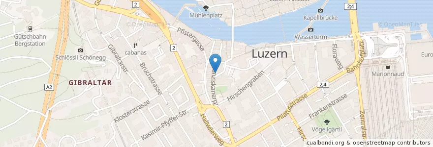 Mapa de ubicacion de Franziskusbrunnen en Switzerland, Luzern, Luzern.