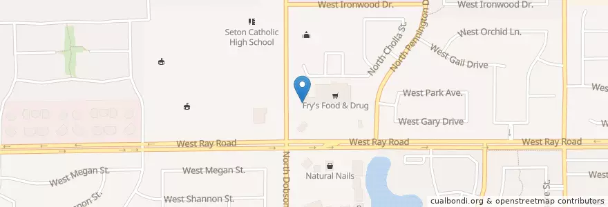 Mapa de ubicacion de Wells Fargo en 미국, 애리조나, Maricopa County, Chandler.