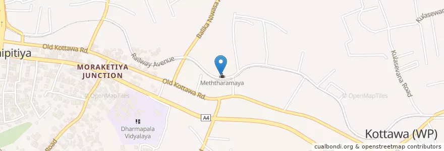 Mapa de ubicacion de Meththaramaya en Sri Lanka, බස්නාහිර පළාත, කොළඹ දිස්ත්‍රික්කය.