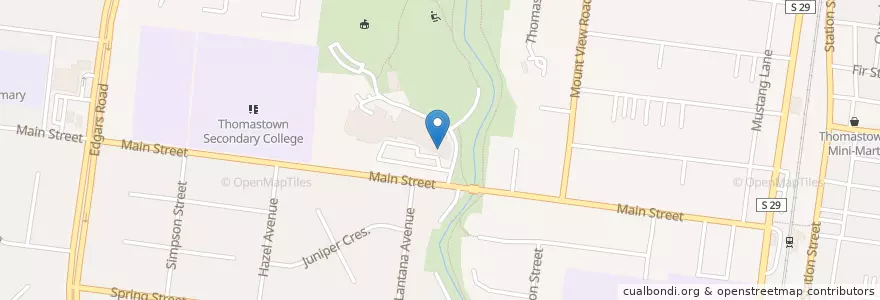 Mapa de ubicacion de Thomastown Library en Australië, Victoria, City Of Whittlesea.