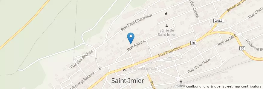 Mapa de ubicacion de Poste de Saint-Imier en Schweiz/Suisse/Svizzera/Svizra, Bern/Berne, Arrondissement Administratif Du Jura Bernois, Arrondissement Administratif Du Jura Bernois, Saint-Imier.