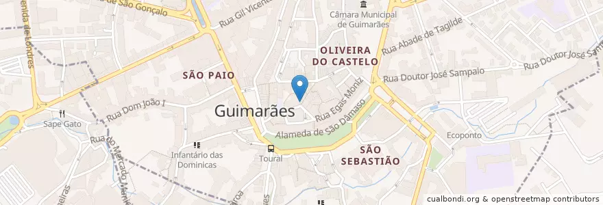 Mapa de ubicacion de Burgo en 葡萄牙, 北部大區, Braga, Ave, Guimarães, Oliveira, São Paio E São Sebastião.