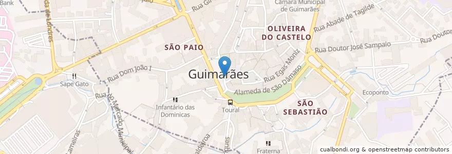 Mapa de ubicacion de Farmácia Barbosa en Portogallo, Nord, Braga, Ave, Guimarães, Oliveira, São Paio E São Sebastião.