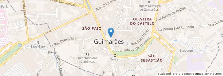 Mapa de ubicacion de Horus en 葡萄牙, 北部大區, Braga, Ave, Guimarães, Oliveira, São Paio E São Sebastião.