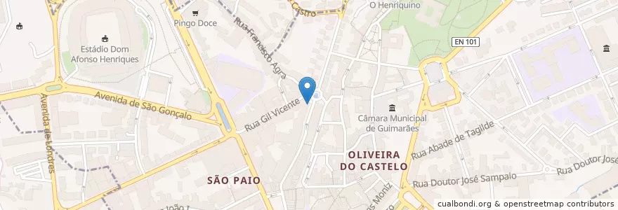 Mapa de ubicacion de Pastelaria Gil Vicente en البرتغال, المنطقة الشمالية (البرتغال), براغا, Ave, Guimarães, Oliveira, São Paio E São Sebastião.